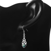 Abalone Heart Celtic Trinity Silver Earrings - e413
